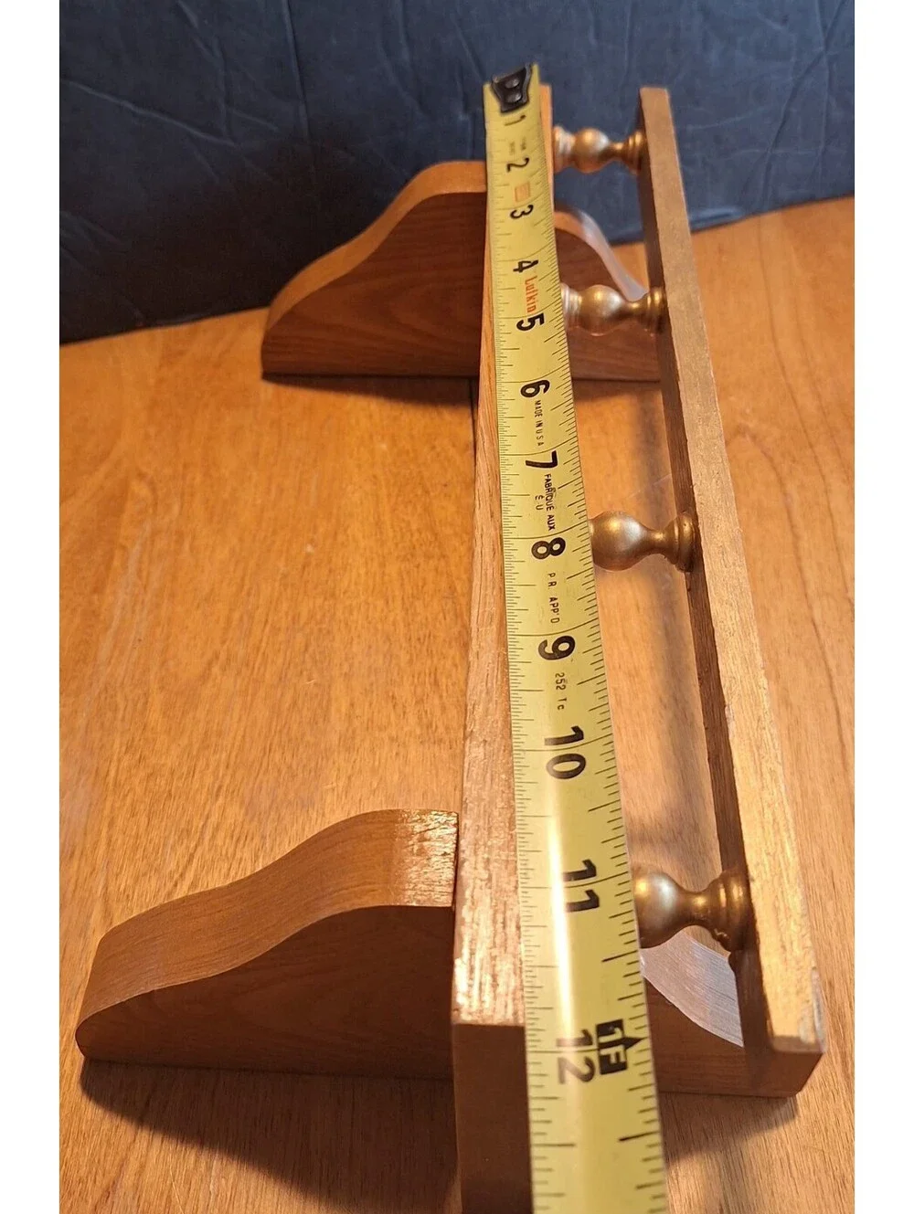 Vintage Wooden Spindle Rail Plate Shelf Oak 12